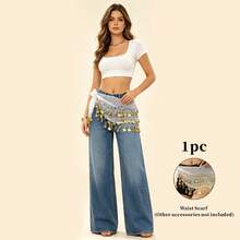 1pc Handmade Multicolor Waist Skirt Decorative Sexy Belly Dance Slightly Distressed Embellished Suitable For Stage Performance. Bohemian Vintage Style, Suitable For Party, Nightlife, Beach Wear, Festival Costume And Accessories - Multicolor - View 5