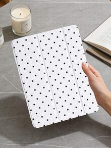 波點白色平板保護殼，相容 iPad Mini6/Mini7/Air/Air2/9.7/10.2/10.5/10.9 (Air4-Air8)/Pro 11/10th Gen/A16/Pro 11 2024 機型，彩繪圖案平板保護殼配透明壓克力背殼，三折支架，自動休眠/喚醒，內建筆槽，不含筆，部分機型附相機框 - 黑與白 - 查看 9