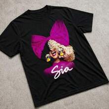 Sia T Shirt Colourful Bow Portrait Pop Singer Graphic Tee Gift - Black - View 4