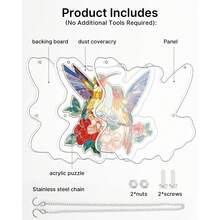 Acrylic Puzzles Suncatcher Window Hanging, 83 Pieces 7.4 Inch Sun Catcher Acrylic Puzzles Garden Decoration For Women Men Mom Birthday Gift Home Decor (Dawn Flower) - 春天的鳥兒 - 查看 8