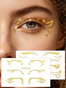 2pcs 3D Gold Eyeliner Sticker Face Sticker Body Makeup Music Festival Party Eye Makeup Decoration - Gold - View 13