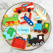 Set 3 Cetakan Kue Kartun Kereta Api, Mobil, Pesawat, Baja Tahan Karat untuk Memanggang Kue, Adonan Buah, dan Dekorasi Pesta, Alat Memanggang - View 6
