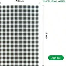 PCS 12 Inchx7.5 Inch Black And White Check Paper Sheets - Grease Resistant Food Basket Liners, Wrapping Sandwiches, Burritos, Burgers, Hot Dogs, Fries Black - Black + 12" X 7.5" - View 4
