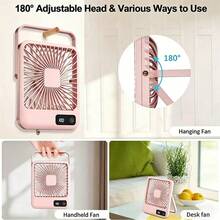 180° Adjustable Tilt Portable Rechargeable USB Fan, Foldable Personal Fan With Power Display, 5 Wind Speeds, Super Quiet Desk Fan, Battery Capacity: 600mAh - Multicolor - View 8