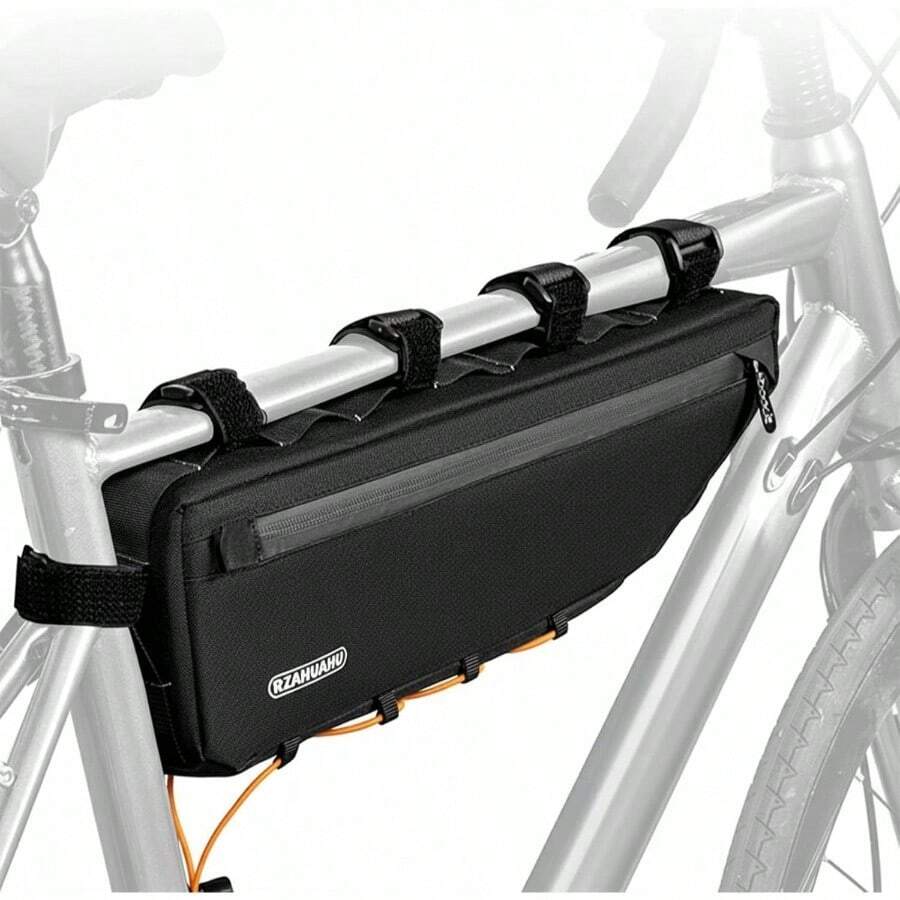 Bolsa de tubo superior para bicicleta, 3L Bolsa Triangular Impermeable para Cuadro de Bicicleta, Bolsa para el Marco de la Bicicleta, con bolsillos laterales, Accesorios para Bicicleta de Montaa - Negro - Ver 1