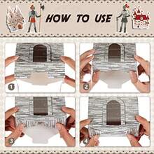 8502-12 Pcs Castle Boxes Cardboard Castles Gift Candy Treat Favor Boxes Medieval Theme Party Dragon Knight Princess Birthday Party Supplies Table Decorations, 2 Styles - 如圖 - 查看 2