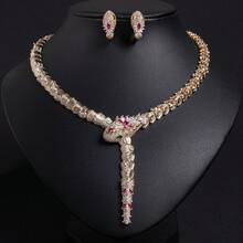 3pcs/1set Nigerian Women Dubai Gold Snake Style Jewelry Set Includes Bridal Necklace, Earrings, Clothing And Jewelry, Ideal Gift For Wedding Dresses - Snake - View 2