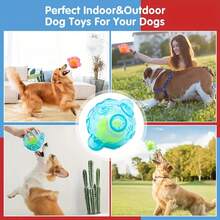 1pc Blue Green Pink Transparent High Elastic Dog Toy Ball With Built-In Tennis Ball Squeaker, Durable Bite-Resistant Interactive Pet Play Toy - Multicolor - View 5