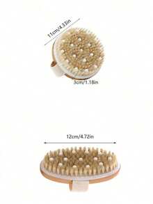 Natural Boar Bristle Body Exfoliating Brush, Bath Brush, Back Brush, Dry And Wet Use Body Brush, Back To School Essential, Suitable For Daily Home Bathing, Personal Body Care And Travel Use - Multicolor - View 5