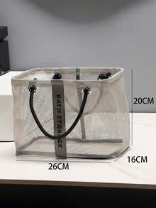 Portable Mesh Bathroom Storage Basket Foldable Storage Basket Mesh Drain Basket Simple And Practical Handle Design Large Capacity Breathable And Quick-Drying Suitable For Dorms Home Bathrooms Travel Camping Swimming Back To School Travel Accessories - Multicolor - View 11