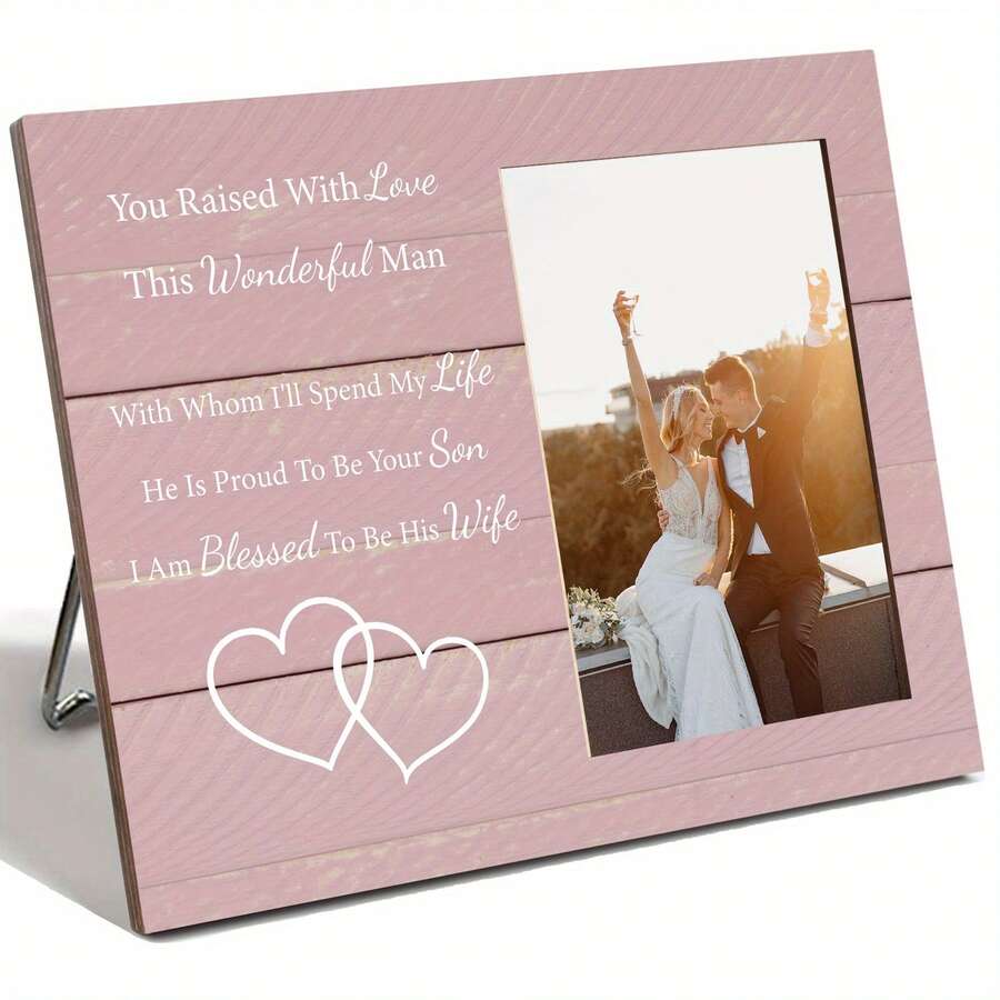 Marco de fotos de escritorio horizontal de estilo moderno - Con él por el resto de mi vida Marco de fotos de gratitud - Regalo rectangular para fiesta, regalo de boda Pasar mi vida juntos, Coleccionar citas de amor - 1PC - Ver 1