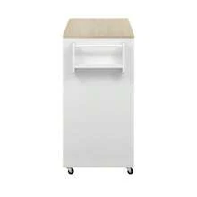 Kitchen Island On Wheels, Extendable Kitchen Island With Worktop And Drawers, Mobile And Freestanding Kitchen Island, Ideal For The Kitchen And Dining Room (Grey + Natural) - Putih - View 9