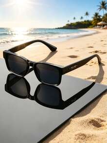 1pc Minimalist Casual Sunglasses, UV400, Unisex Sunglasses, Suitable For Commuting, Travel, Beach And Vacation - Multicolor - View 4