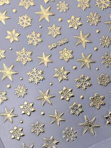 5pcs/Set Snowflake Stickers, Laser Glitter Gold Snowflake Stickers, Stationery Stickers For Students, Diary & Planner Stickers, Graffiti Stickers, Nail Art Stickers School Supplies - 5pcs SO-246 Gold + White + Red + Laser Blue + Laser Silver - View 7