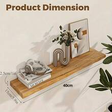 Rustic Wooden Floating Wall Shelf, Heavy Duty Mounted Display Rack, Easy To Install Storage Organizer, Suitable For Living Room Bedroom Bathroom Kitchen, Decorative Shelf For Plants Books Photos - Multicolor - View 5