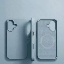 VRNOEI 奢華磁吸無線充電手機殼，相容 iPhone 16 14 13 12 11 15 17 18 Pro Max，天鵝絨材質，相容 iPhone 17 AIR 14 15 16 Plus，手機殼配件，相容 Galaxy S26 S24 S23 S22 S21 S25 Ultra Plus，磁吸無線充電保護殼 - 遠峰藍 - 查看 15