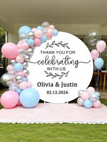 Fondo Redondo Personalizable (Soporte No Incluido), Patrón/Logo/Texto Imprimible, Duradero, Adecuado Para Bodas, Fiestas de Cumpleaños, Bautizos, Accesorios de Cabina Fotográfica y Decoraciones de Fiesta, Diseño Redondo Moderno, Textura Suave, Fondo Redondo - Multicolor - Ver 2