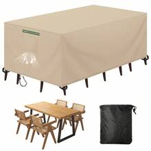 Outdoor Patio Furniture Cover, 88"X58"X27" Waterproof 420D Oxford Fabric Protector For Dining Table & Chairs, Rectangle Chaise Lounge, Sectional Sofa, Anti-UV All-Season Garden Furniture Cover With Bottom Drawstring For Shade & Rain - Apricot - View 1