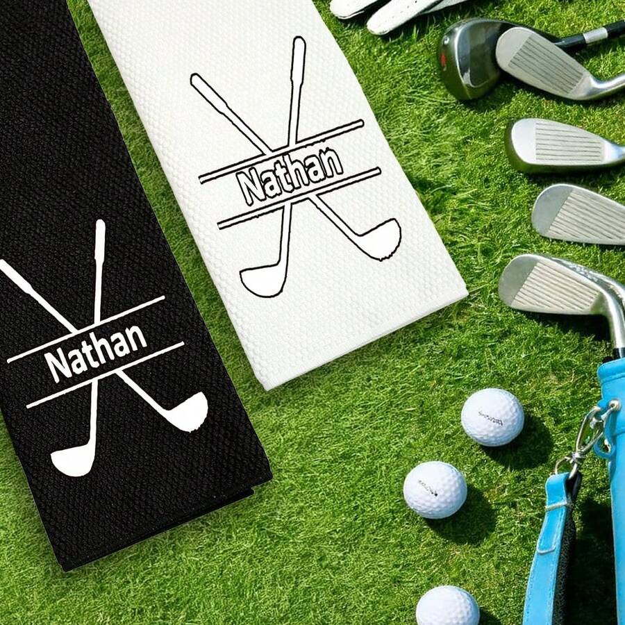 Custom  Name Golf Towel, Highly Absorbent Quick Dry Sports Sweat Wiping Towel, Suitable For Golf Court Tennis Court Badminton Court Multi Scenarios, Universal For Men Women Elderly, Perfect Practical Gift For Golf Lovers On Birthday Holiday - White - View 1