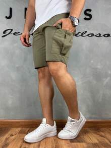 Olive Green Cargo Shorts - Olive Green - View 6