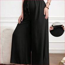 VUUG
  Pantalones anchos de uso diario de unicolor, ajustables en la cintura, versátiles y casuales para embarazadas - Albaricoque - Ver 2