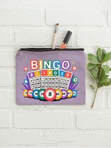 "Bingo"字母印花旅行盥洗包，卡通趣味多功能帆布包，充電器收納包，旅行必備化妝包：女孩旅行生存包，男女通用拉鍊包，化妝品、彩妝與旅行必備輕便收納包，適合青少年的完美禮物，生日與旅行配件，節日禮物，母親節禮物 - 彩色 - 查看 12