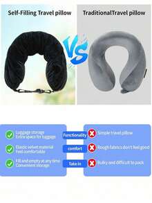 Unfilled Soft Plush Travel Pillow, Multiple Colors Available, Can Be Used As Storage Travel Pillow, Suitable For Travel, Soft Plush Filled Travel Pillow, Travel Essential, U-Shaped Neck Pillow, Suitable For Car And Airplane, Unfilled, Storage And Organization, Holiday Accessory, Luggage Bag - Multicolor - View 5