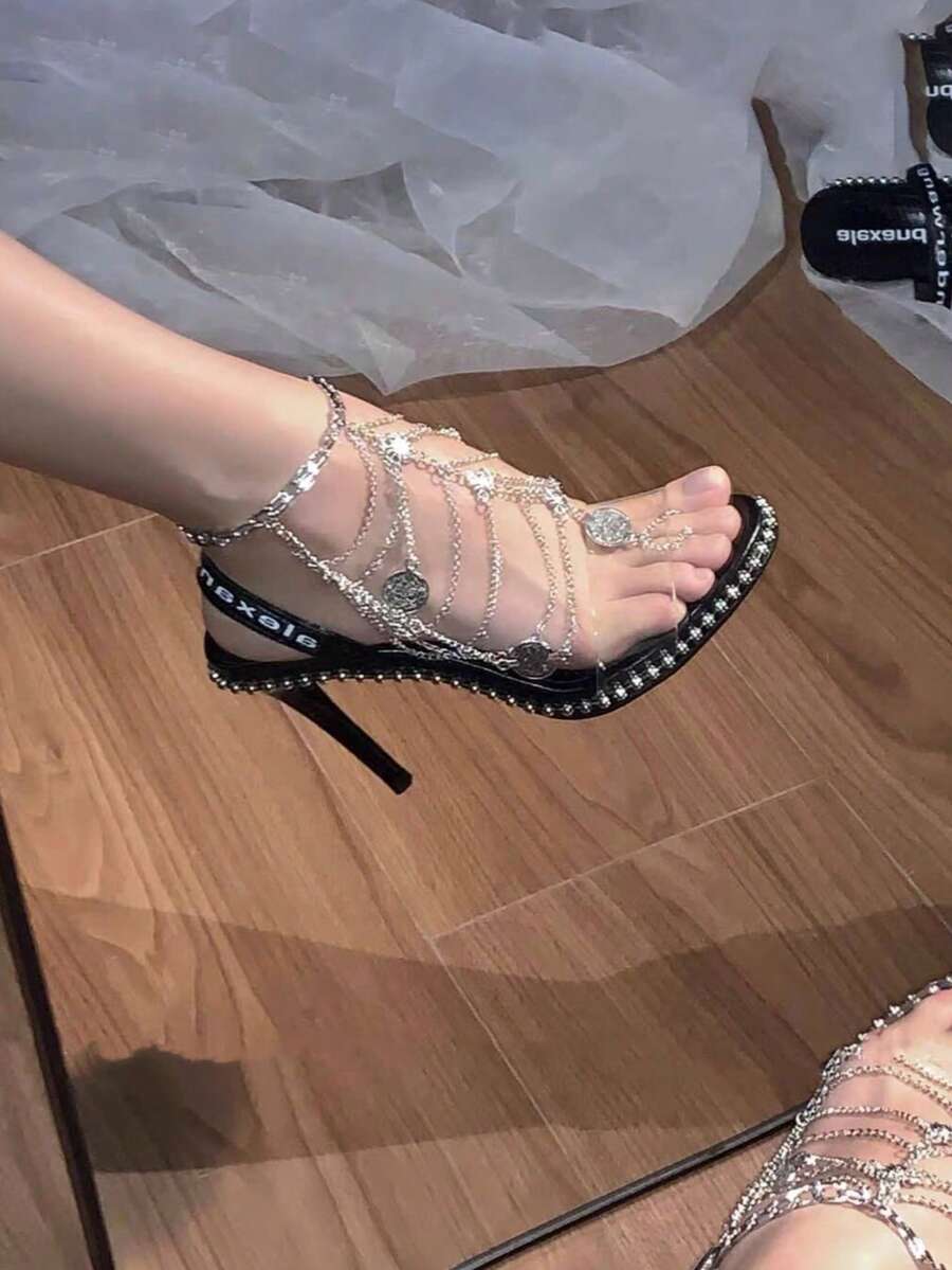 1件異國風復古性感多層流蘇女款金屬鏈腳鍊 附腳趾環 - 彩色 - 查看 1