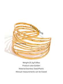 VceTd 2PCS/1PC Fashionable Versatile Style Stainless Steel Women's Bangle With Enamel Craft And Geometric Line Design, Suitable For Women's Daily Life, Work Commute Or Casual Outings - Yellow Gold - View 14