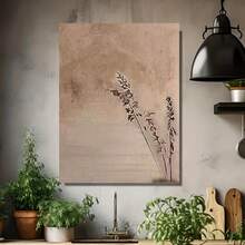 Pintura al óleo abstracta Wabi-Sabi 2D plana, pintada a mano - Arte de pared colgante vertical sin marco con textura, adecuada para decoración del hogar, decoración minimalista moderna Ryokan Zen para sala de estar, dormitorio, oficina, decoración de interior montada con gancho, regalo perfecto - Enmarcado - Ver 4