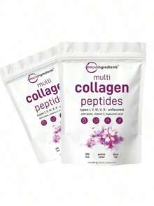 Multi Collagen Peptides Powder - Hydrolyzed Protein Peptides (Type I,II,III,V,X) With Hyaluronic Acid, Biotin & Vitamin C Unflavored - 2個 - 查看 1