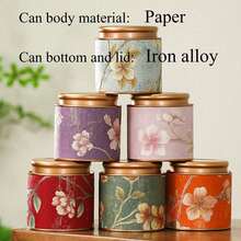 1pc Kitchen And Storage Room Container For Storing Tea, Coffee Beans, Sugar And Nuts. Metal Tea Canister With Good Sealing Properties. Its Bottom And Lid Are Both Coated With Porcelain Glaze. Suitable For Holiday Gifts And Daily Use - Multicolor - View 11