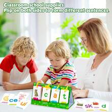 78Pcs/Set CVC Word Games, Cartoon Alphabet Double Sided Education Flash Card For Matching Letter Reading Spelling Game Learning Activities, English Learning Cards Early Education Parent Child Interactive Game Back To School - 彩色 - 查看 8