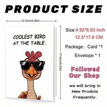 1pc Greeting Card With Envelope, Thanksgiving Card, English Turkey Funny Blessing Message, Thank You Card, Send To Family, Friends, Colleagues, Etc - Sets - View 3