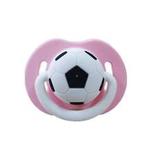 Silicone Pacifier With Soccer Ball Design And Fun Patterns, Baby Teething Toy, Silver-Free, Small Size. - Pink Football - View 1