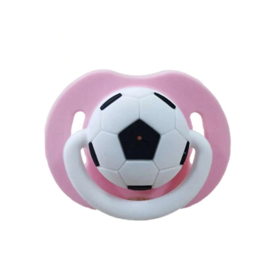 Silicone Pacifier With Soccer Ball Design And Fun Patterns, Baby Teething Toy, Silver-Free, Small Size. - Pink Football - View 1