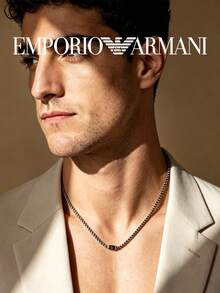 Armani EGS2605040 男士不鏽鋼 Logo 項鍊 - 黑色 - 查看 2