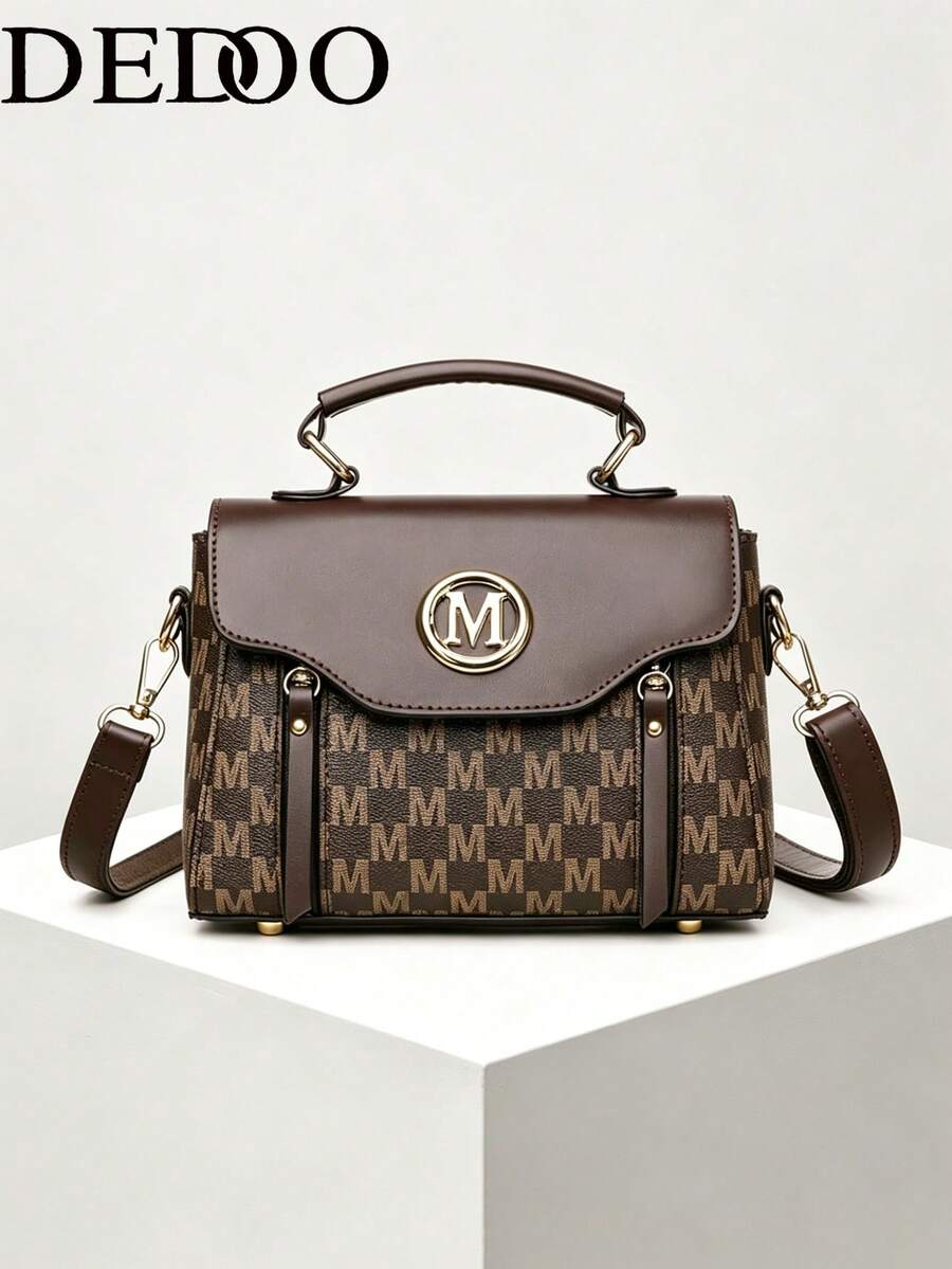 Dedoo Retro Minimalist Printed Crossbody Bag With Adjustable PU Shoulder Strap And Flap Closure