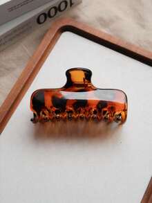 3pcs/1pc Women's 10.3cm/4.05in Red Tortoise Shell Black Rectangular Glossy Lightweight Plastic Hair Claw Clip, Fashionable Ins Style Versatile Premium Elegant Sophisticated Minimalist Solid Color Hair Accessory, Suitable For Thick Coarse Hair, Daily Wear, Casual, Party, Commute, Vacation, Ponytail, Updo, Face Washing, Bathing, Makeup, Outfit Matching, Photography, Hair Accessory Beach Vacay Hair Clips - Multicolor - View 7