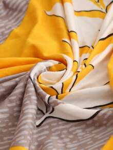 Elastic Sofa Bed Cover, Yellow Leaf Print, Armless Sofa Cover, Protective Cover, Machine Washable, Simple Home Decoration - Yellow - View 10
