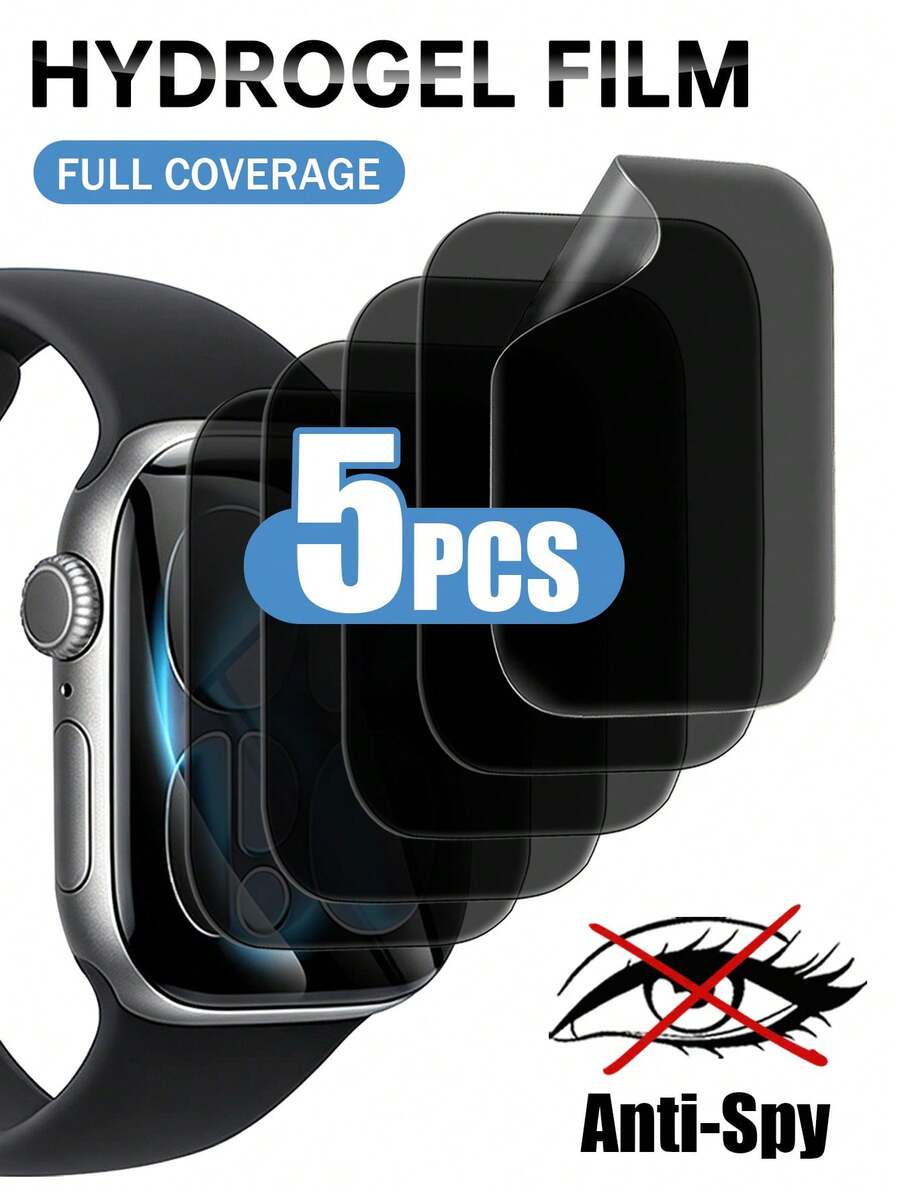 Yezodawee 5 buah Pelindung Layar Privasi untuk Apple Watch Series 11 46mm, Film TPU Lembut Ultra Tipis [Tanpa Kaca], Termasuk Pelindung untuk Series 10 46mm - Hitam - View 1