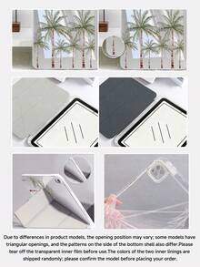 粉色條紋椰子樹圖案平板保護殼，相容於 IPad Air 11-Inch M3 2025/M2 2024、Air 第5代 2022、Air8 2026(11/13-Inch)、(A16) 11-Inch 第11代 2025，相容於 Galaxy Tab、Kindle Paperwhite 第12代 2024，透明背板，時尚圖案保護殼，自動睡眠/喚醒功能，氣墊保護，適合禮品與辦公室使用 - 彩色 - 查看 7