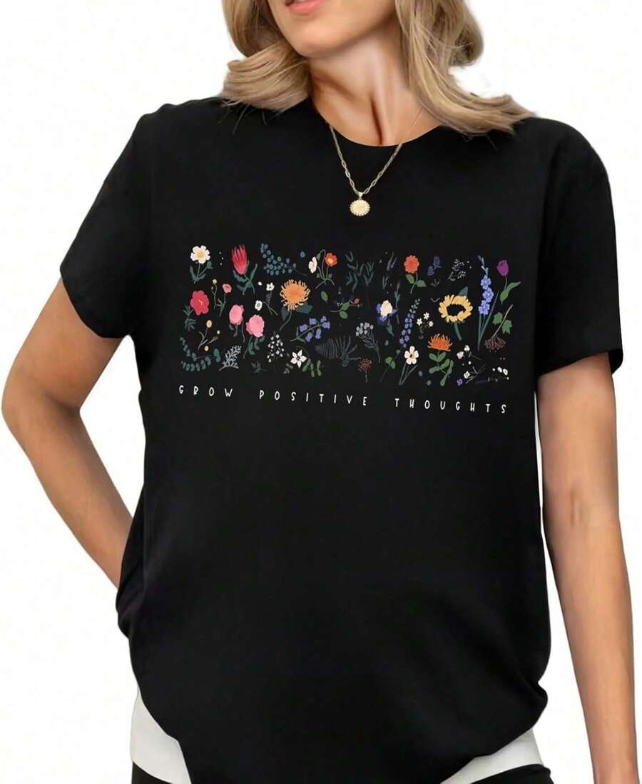 Women's Vintage Bohemian Floral Print T-Shirt, Short Sleeve Printed Blouse For Girls, Breathable And Comfortable. Pure Cotton T-Shirt, Soft And Comfortable To The Touch. - -17 - 查看 1