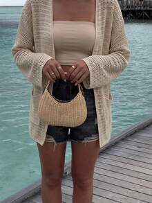 Summer Beach Outfit: Loose-Fitting, Versatile, Openwork Women's Thin Cardigan - Khaki - View 6