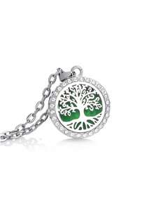 Tree Of Life Aromatherapy Car Fragrance Pendant, Essential Oil Diffuser Car Rearview Mirror Hanging Ornament, Stainless Steel Openable Pendant With 10pcs Replacement Felt Pads, Home Decor Fragrance Diffuser Necklace - A - View 8
