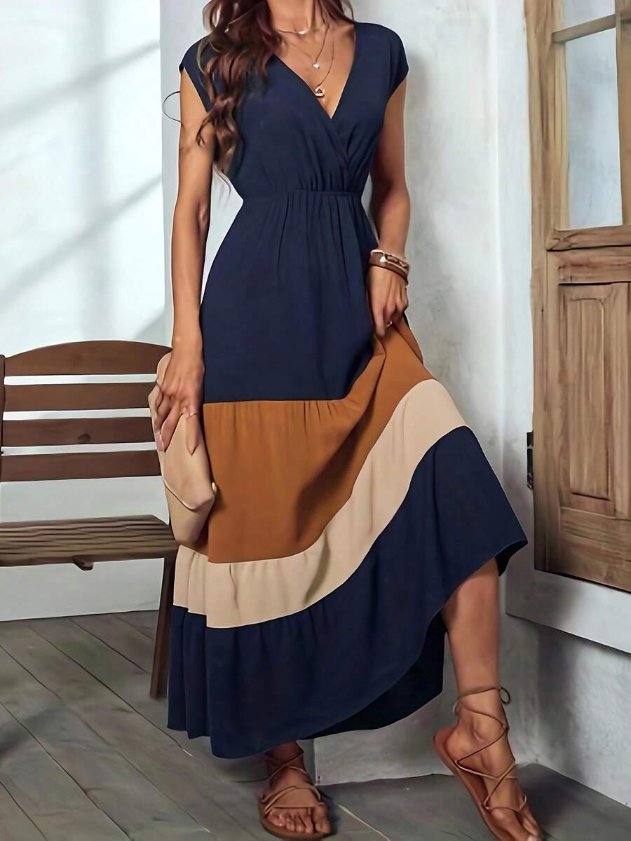 Vestido de Mujer con Bloques de Color - Azul - Ver 1
