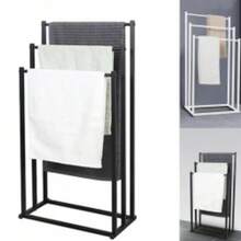 Black/White 3 Tier Free Standing Towel Rail Stand Unit Rack Storage Bathroom - RMC0340-b - View 2