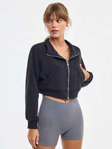 Loungeista Chaqueta de forro polar cálida con cuello alto para mujer, chaqueta de running con forro de borreguillo grueso para verano - Ver 1