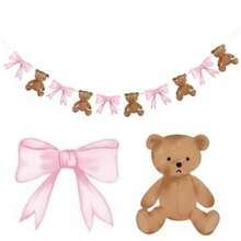 20pcs Bow Bear Garland Design Theme, Perfect For Birthday Party, Scene Arrangement Decoration, Ball, Holiday Celebration Backdrop Decoration - View 4