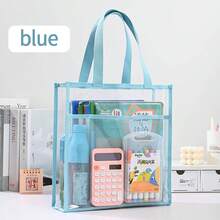 1pc A4 Size Student Transparent Waterproof Multi-Function Dual Layer Portable File Folder Tote Bag, Spacious Capacity & Simple Design For Daily Use, Suitable For Students, Office And Business,Back To School,School Supplies - Transparent Storage Bag - View 22